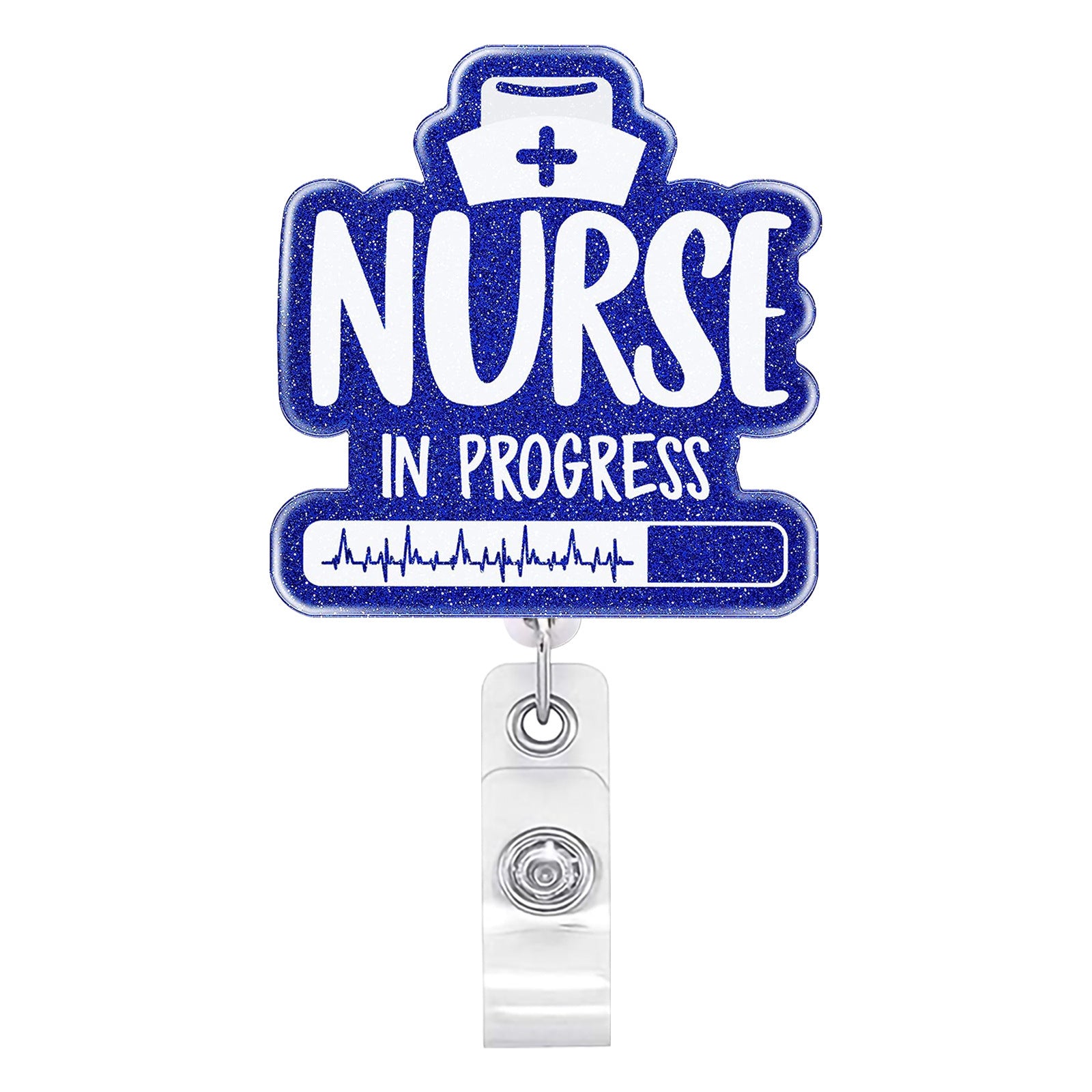 Wholesale Badge Reels Sparkling Powder Acrylic Nurse Retractable Keychain